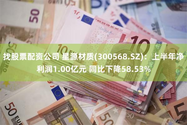 找股票配资公司 星源材质(300568.SZ)：上半年净利润1.00亿元 同比下降58.53%
